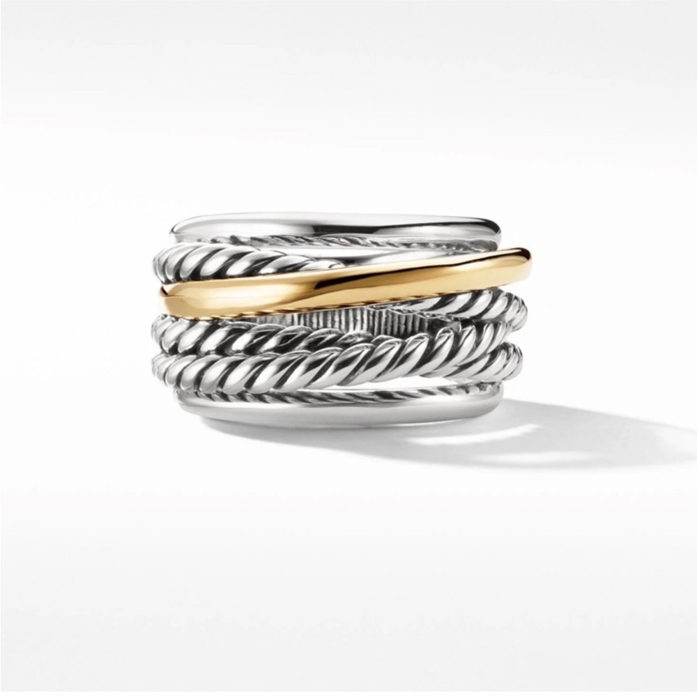 David Yurman Crossover Ring in Sliver w 14k Gold